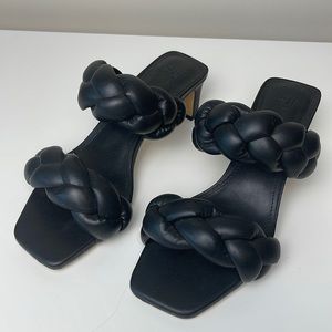 Padded Black Heeled Sandal